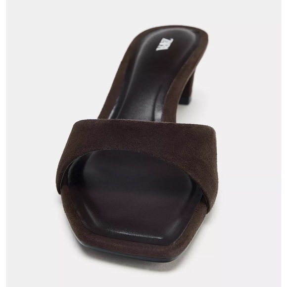 Zara NWT 100% genuine leather brown heeled open toe sandals - Picture 4 of 6